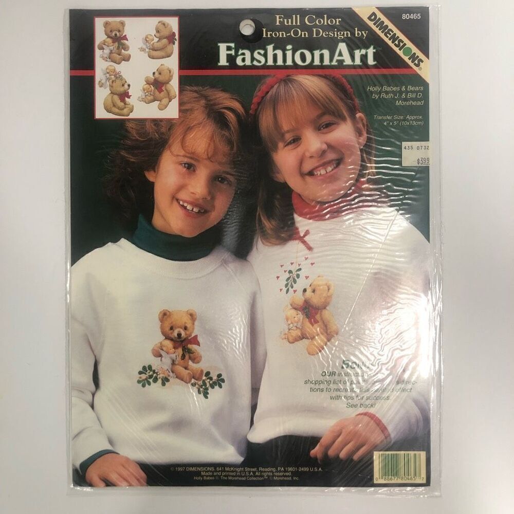 dimensions fashion art‎ iron on transfer holly bears holiday christmas fun